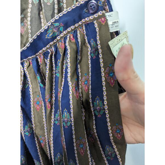 Vintage 80's Susan Bristol Maxi Skirt Striped Floral Print Boho Peasant NWT - Picture 5 of 9